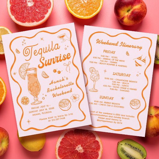 Invitation de la Bachelorette Tequila Sunrise