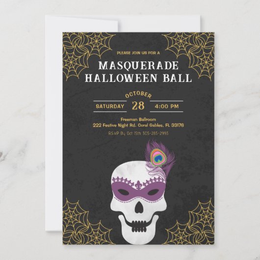 Invitation de la balle d'Halloween Masquerade (Devant)