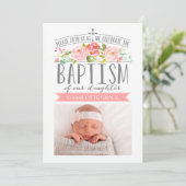 Invitation de la bannière rose Pink Baptism (Debout devant)