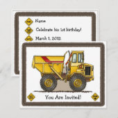 Invitation de la Big Dump Truck Construction Kids (Devant / Derrière)