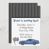 Invitation de la Blue Race Car Party (Devant / Derrière)