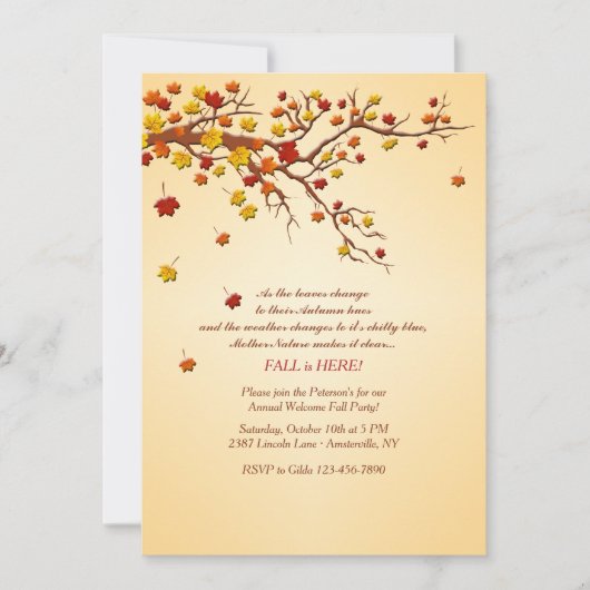 Invitation de la branche de l'arbre d'automne (Devant)