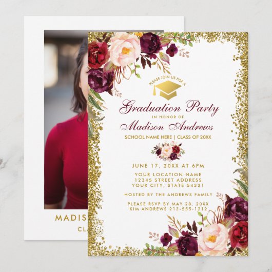 Invitation de la Burgundy Gold Grad Party - Photo (Devant / Derrière)