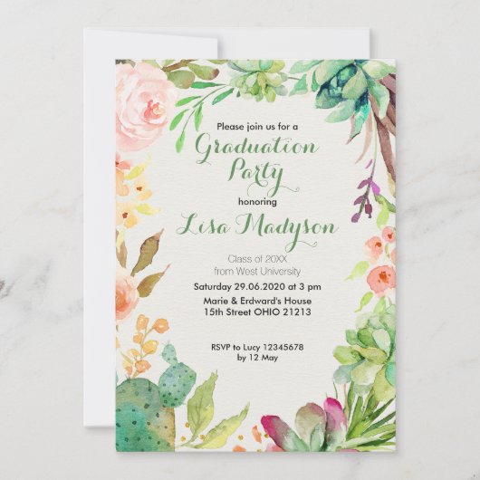 Invitation de la Cactus Graduation Party (Devant)