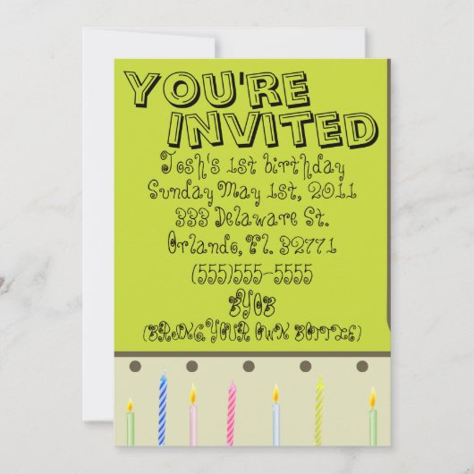 invitation de la carte d'anniversaire de naissance (Devant)