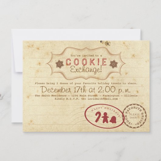 Invitation de la carte de recette Cookie Exchange (Devant)