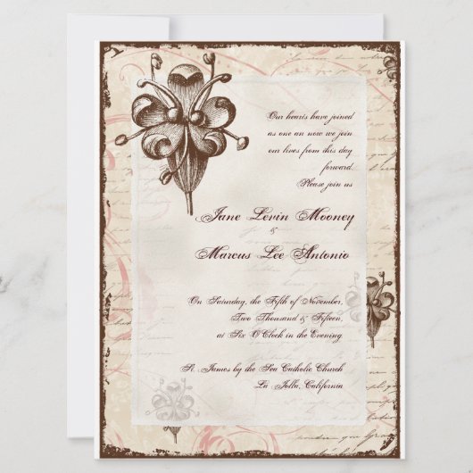 Invitation de la carte Mariage Chocolate Damask Sw (Devant)