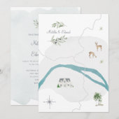 Invitation de la carte mariage de l'aquarelle pein (Devant / Derrière)