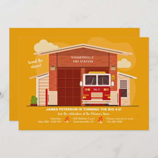 Invitation de la caserne de pompiers (Devant / Derrière)