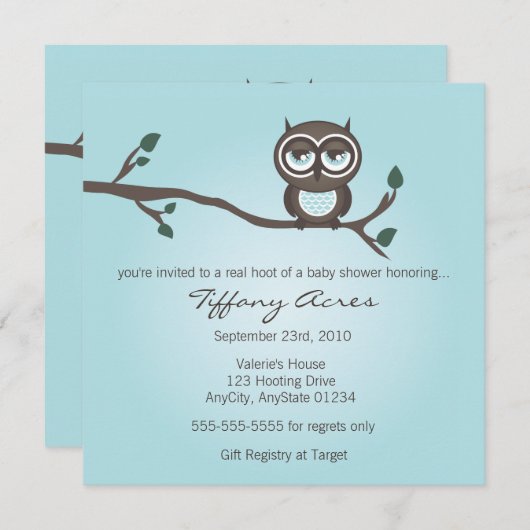 Invitation de la Chouette bleue (Devant / Derrière)