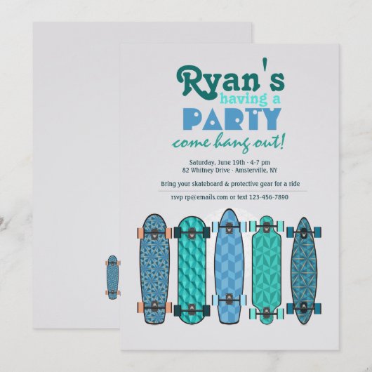 Invitation de la collection de skateboard (Devant / Derrière)