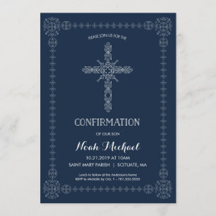 Invitation de la confirmation du garçon - croix