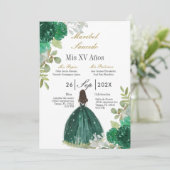 Invitation de la costume verte quinceañera (Debout devant)