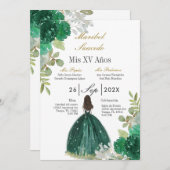 Invitation de la costume verte quinceañera (Devant / Derrière)