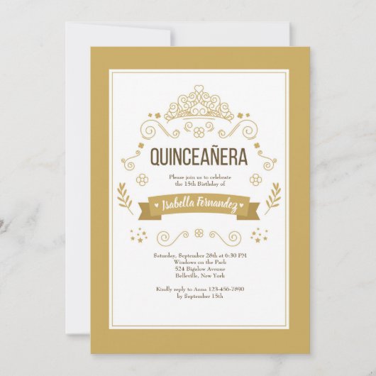 Invitation de la Couronne Quinceañera (Devant)