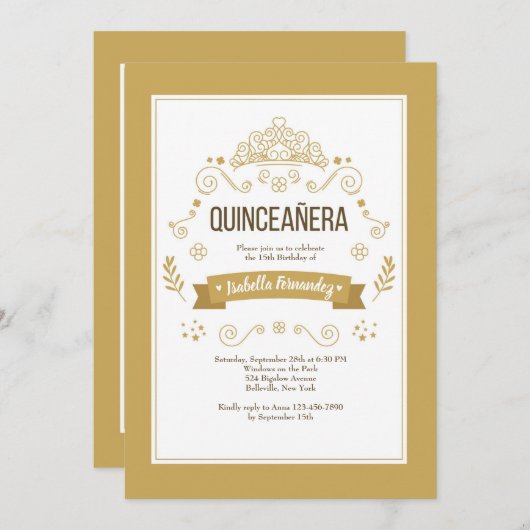 Invitation de la Couronne Quinceañera (Devant / Derrière)