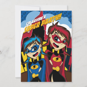 Invitation de la Coute Superhero Girl Party