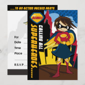 Invitation de la Coute Superhero Girl Party (Devant / Derrière)