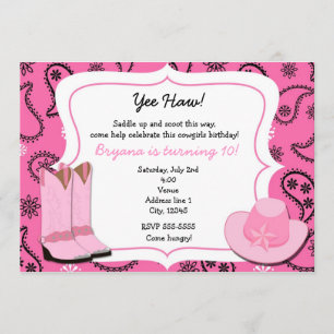 Invitation de la cowgirl rose Bandana Paisley