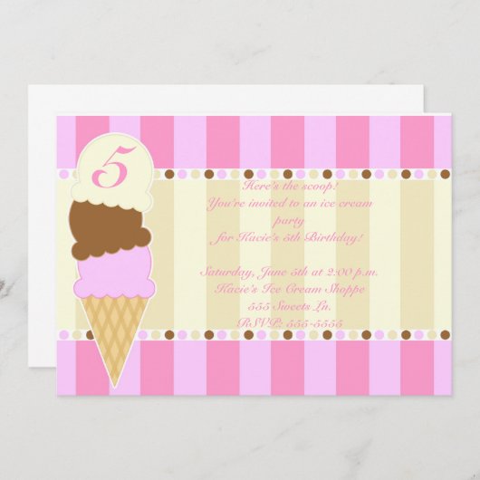 Invitation de la crème glacée (Devant / Derrière)