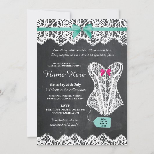 Invitation de la dentelle Lingerie Shower Bridal P (Devant)