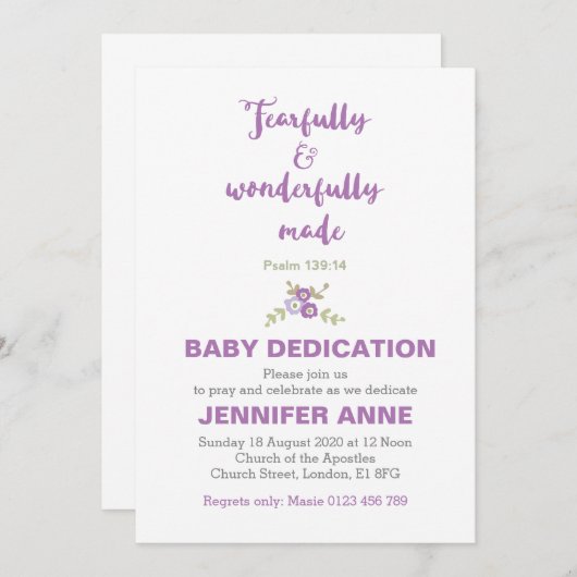 Invitation de la divinité de bébé avec crainte et  (Devant / Derrière)