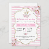 Invitation de la douche à fleurs rose or (Devant / Derrière)