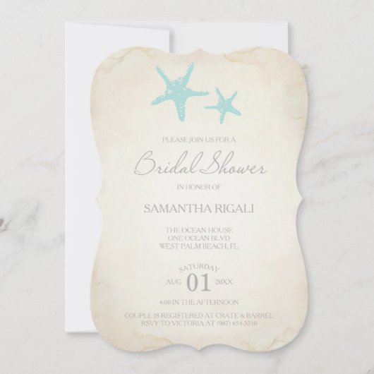 Invitation de la DOUCHE BRIDAL - Starfish de plage (Devant)