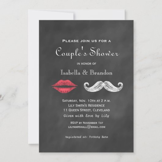 Invitation de la douche du couple de moustache et (Devant)