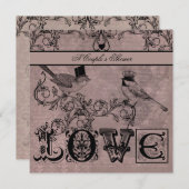 Invitation de la douche du couple d'inséparables (Devant / Derrière)