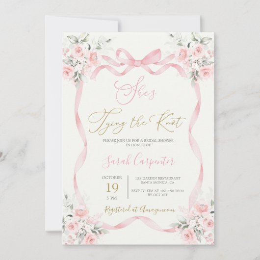 Invitation de la douche nuptiale (Devant)