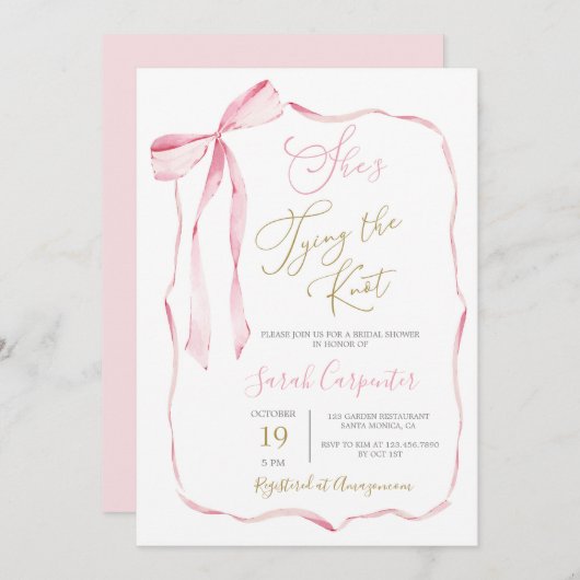 Invitation de la douche nuptiale à nouer (Devant / Derrière)