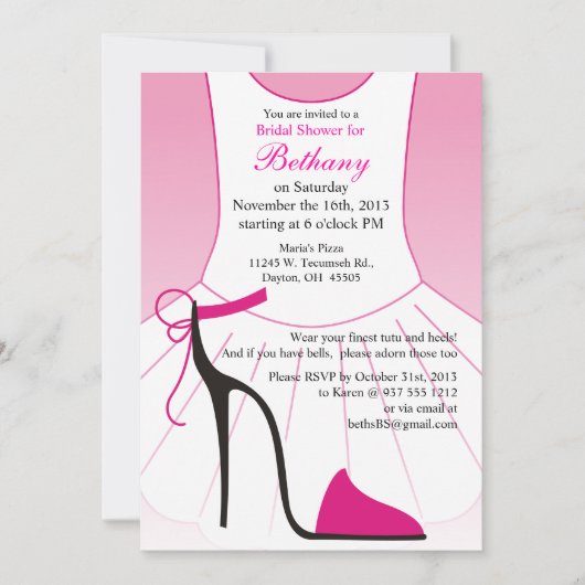 Invitation de la douche nuptiale Ballet Chaussures (Devant)