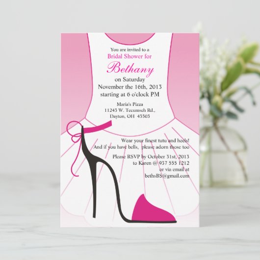 Invitation de la douche nuptiale Ballet Chaussures (Debout devant)