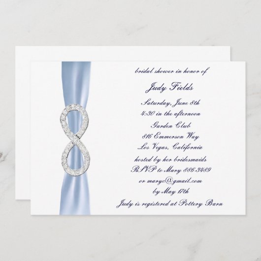 Invitation de la douche nuptiale Blue Diamond Infi (Devant / Derrière)