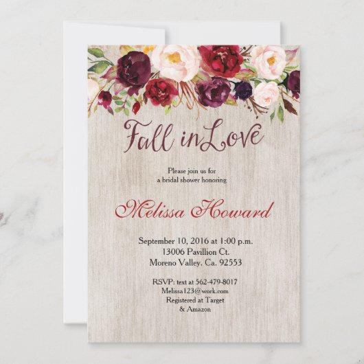 Invitation de la douche nuptiale Boho aquarelle (Devant)