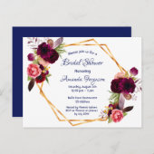 Invitation de la douche nuptiale bordeaux floral b (Devant / Derrière)