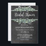 Invitation de la douche nuptiale Chalkboard Foliag<br><div class="desc">Donnez le ton pour une douche nuptiale rustique et élégante avec cette invitation magnifiquement conçue. Doté d'un cadre luxuriant de plantes vertes et d'un arrière - plan en damier gris charbon, ce design allie charme vintage et sophistication moderne. Le dos présente une couronne assortie qui peut être personnalisée avec le...</div>