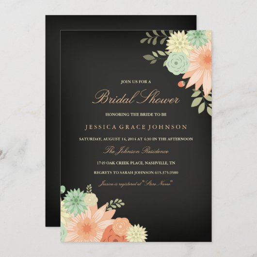 Invitation de la douche nuptiale Chalkboard Spring (Devant / Derrière)