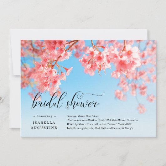 Invitation de la douche nuptiale Cherry Blossoms (Devant)
