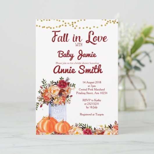 Invitation de la douche nuptiale citrouille d'auto (Debout devant)