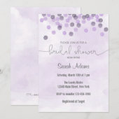 Invitation de la douche nuptiale Confetti violet (Devant / Derrière)