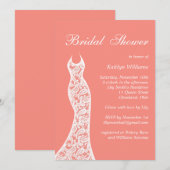 Invitation de la douche nuptiale corail (Devant / Derrière)
