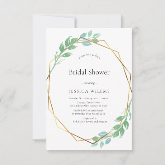 Invitation de la douche nuptiale de cadre Eucalypt (Devant)