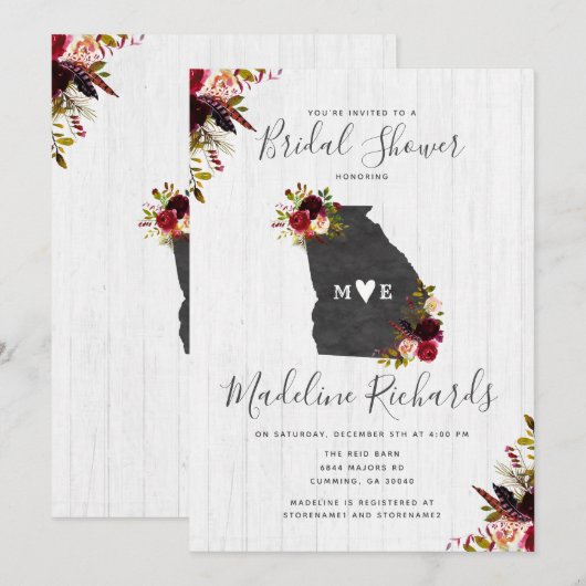 Invitation de la douche nuptiale de destination de (Devant / Derrière)