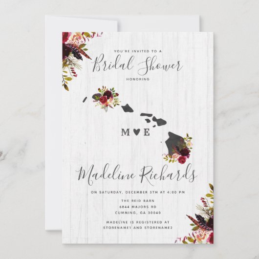 Invitation de la douche nuptiale de destination Ha (Devant)