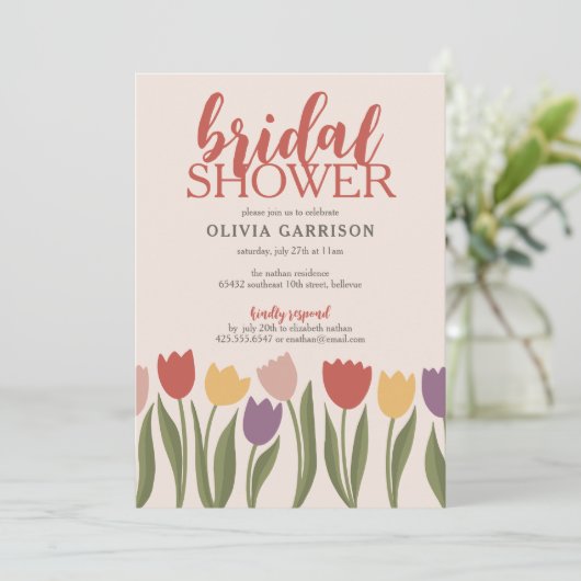 Invitation de la douche nuptiale des tulipes (Debout devant)