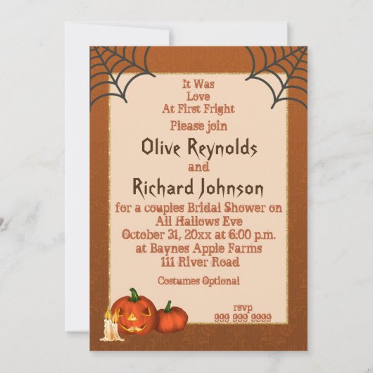 Invitation de la douche nuptiale d'Halloween (Dos)