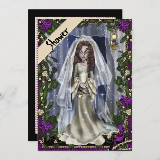 Invitation de la douche nuptiale d'Halloween (Devant / Derrière)