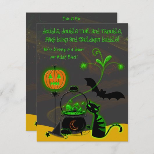 Invitation de la douche nuptiale d'Halloween (Devant / Derrière)